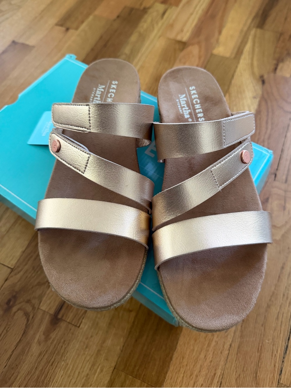 Skechers x Martha Stewart Breezie Wedge Slide Sandal Rose Gold
